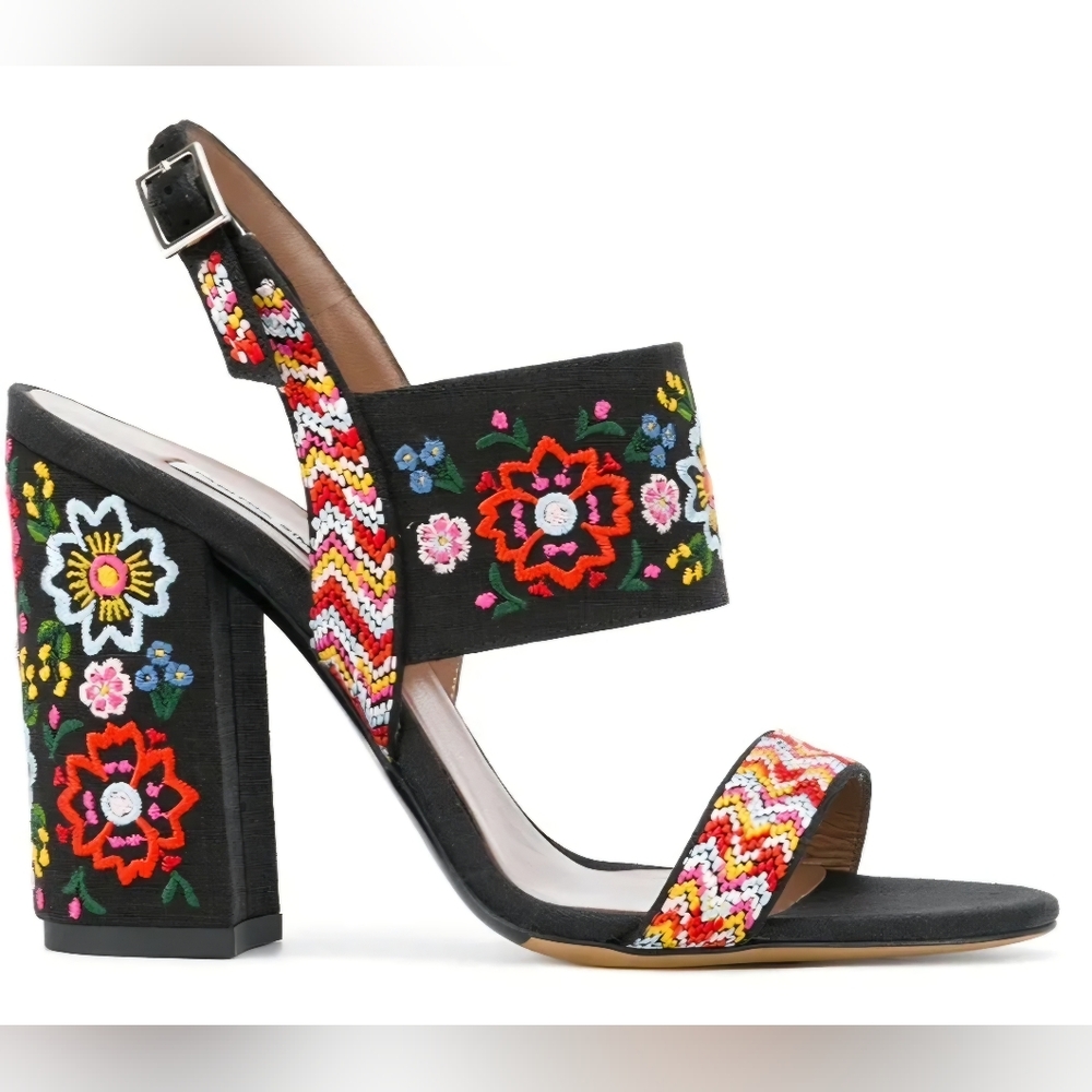 Tabitha Simmons Block Heels with Floral Embroidery